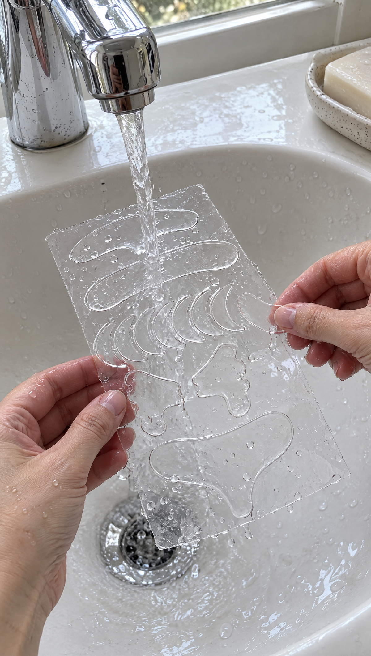 Le matin, le patch rincé sous l'eau du robinet